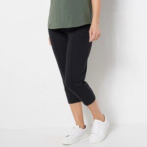 Denim & Co. Petite Active French Terry Crop Pant - Black Sz PL a475901